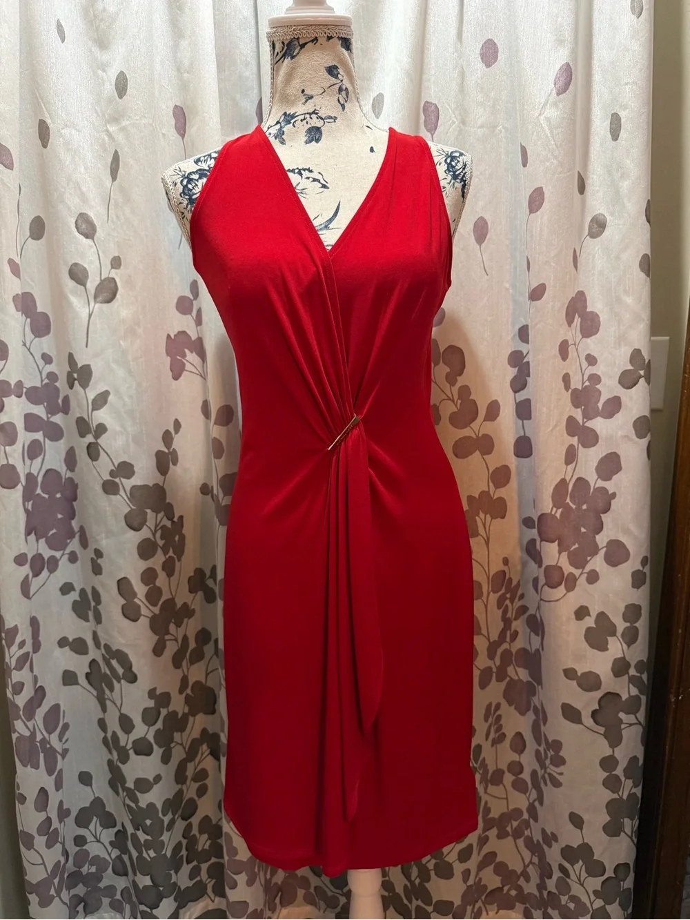 Sleeveless Red Twist-Front Dress-Michael Michael Kors (small) NWT - Picture 2 of 12
